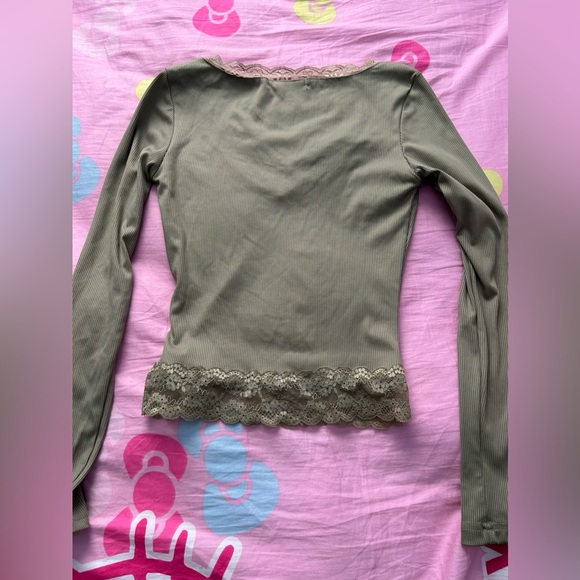 Fairycore SHEIN green and white long sleeve - Picture 3 of 3